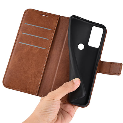 For Motorola Moto G Play (2023) 4G Calf Texture PU Leather Wallet Case Square Magnetic Clasp Stand Flip Phone Cover