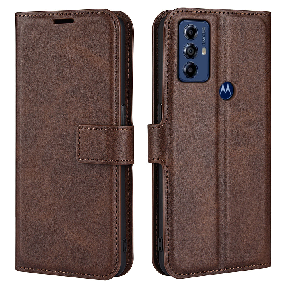 For Motorola Moto G Play (2023) 4G Calf Texture PU Leather Wallet Case Square Magnetic Clasp Stand Flip Phone Cover