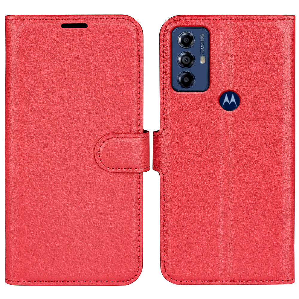 For Motorola Moto G Play (2023) 4G Wallet Cell Phone Cover Litchi Texture PU Leather Stand Full Protection Flip Anti-scratch Phone Case