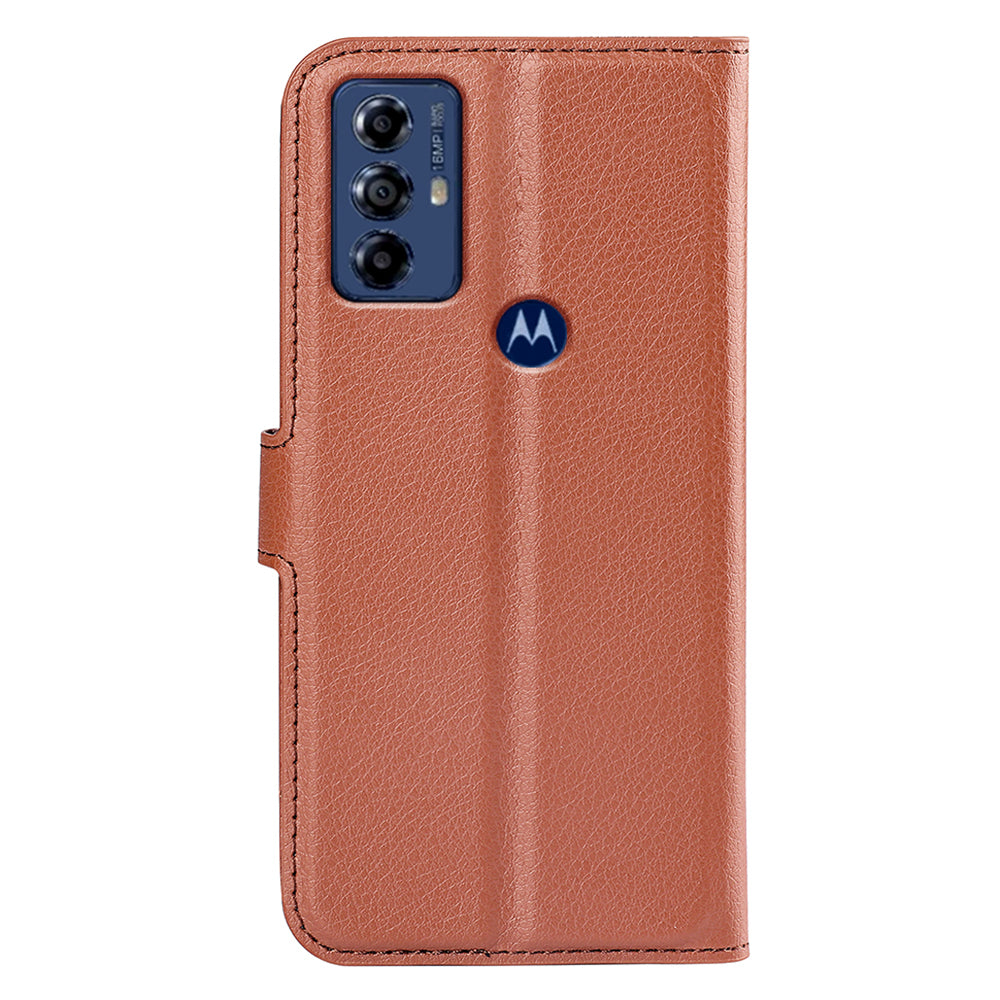 For Motorola Moto G Play (2023) 4G Wallet Cell Phone Cover Litchi Texture PU Leather Stand Full Protection Flip Anti-scratch Phone Case