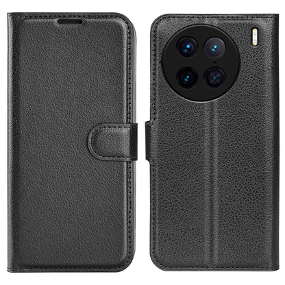 For vivo X90 Pro 5G Full Protection Flip Phone Case Anti-scratch Litchi Texture PU Leather Stand Wallet Phone Cover