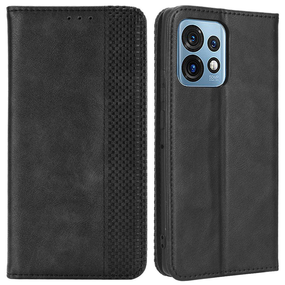 Drop-proof Phone Cover For Motorola Moto X40 5G / Edge 40 Pro 5G / Edge+ (2023) Magnetic Auto Closing Imprinted Pattern Retro Texture PU Leather Flip Wallet Stand Phone Case