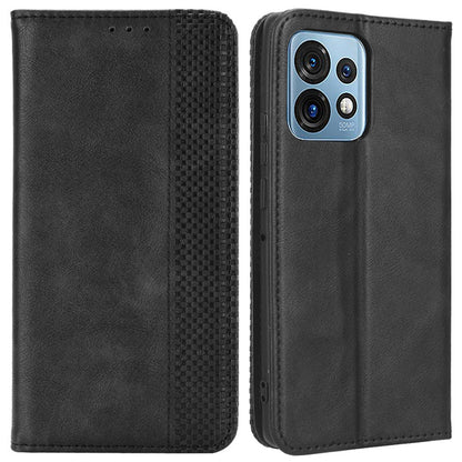 Drop-proof Phone Cover For Motorola Moto X40 5G / Edge 40 Pro 5G / Edge+ (2023) Magnetic Auto Closing Imprinted Pattern Retro Texture PU Leather Flip Wallet Stand Phone Case