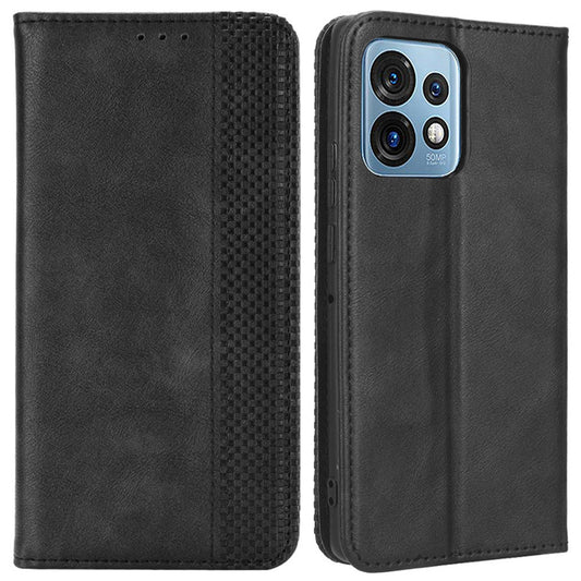 Drop-proof Phone Cover For Motorola Moto X40 5G / Edge 40 Pro 5G / Edge+ (2023) Magnetic Auto Closing Imprinted Pattern Retro Texture PU Leather Flip Wallet Stand Phone Case