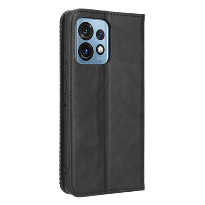 Drop-proof Phone Cover For Motorola Moto X40 5G / Edge 40 Pro 5G / Edge+ (2023) Magnetic Auto Closing Imprinted Pattern Retro Texture PU Leather Flip Wallet Stand Phone Case