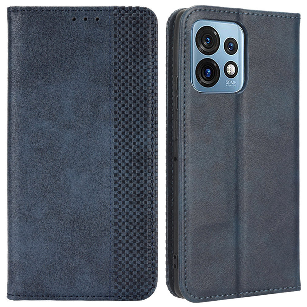 Drop-proof Phone Cover For Motorola Moto X40 5G / Edge 40 Pro 5G / Edge+ (2023) Magnetic Auto Closing Imprinted Pattern Retro Texture PU Leather Flip Wallet Stand Phone Case