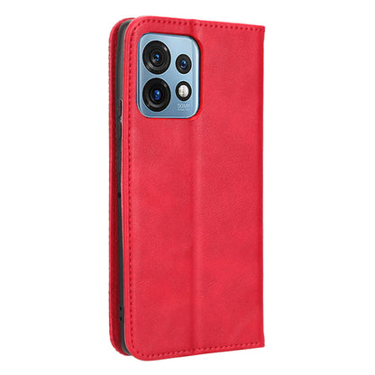 Drop-proof Phone Cover For Motorola Moto X40 5G / Edge 40 Pro 5G / Edge+ (2023) Magnetic Auto Closing Imprinted Pattern Retro Texture PU Leather Flip Wallet Stand Phone Case