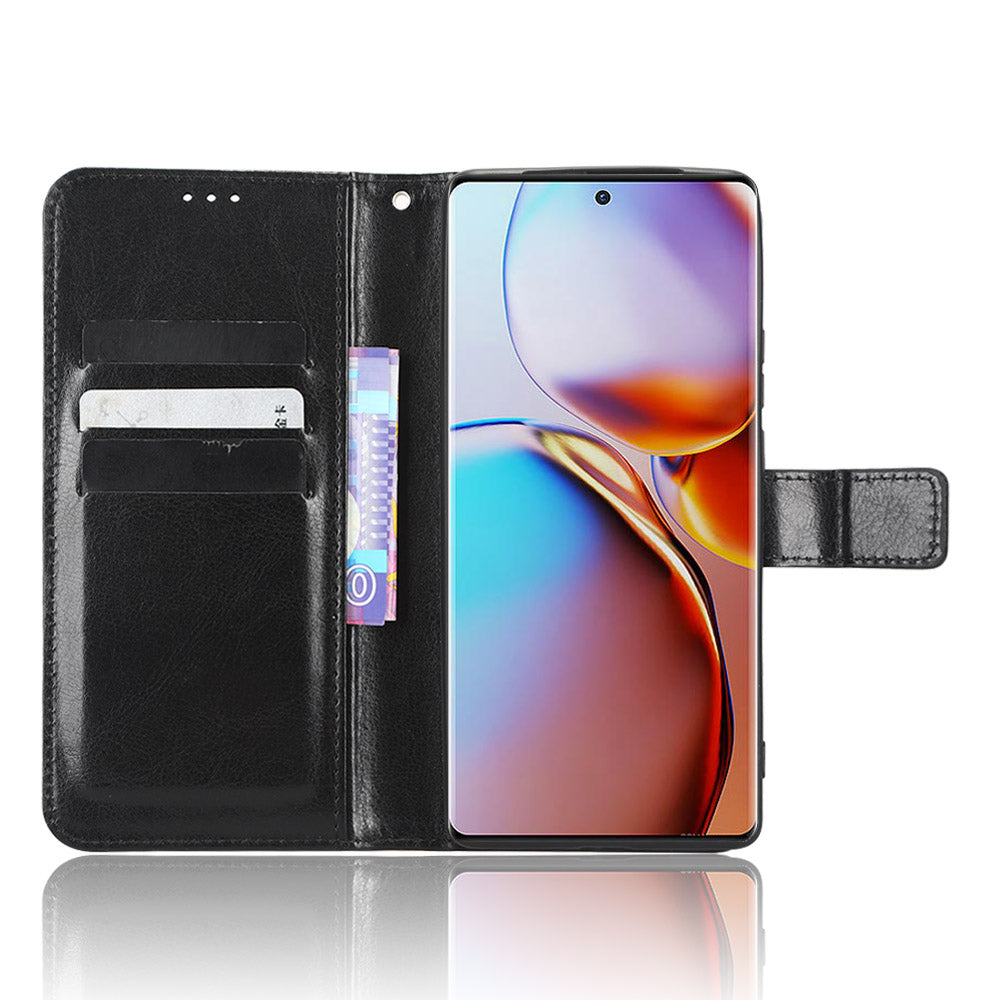 Phone Cover For Motorola Moto X40 5G / Edge 40 Pro 5G Crazy Horse Texture Magnetic Flip Wallet Stand Scrach-resistant PU Leather Phone Case with Strap