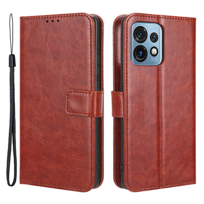 Phone Cover For Motorola Moto X40 5G / Edge 40 Pro 5G Crazy Horse Texture Magnetic Flip Wallet Stand Scrach-resistant PU Leather Phone Case with Strap