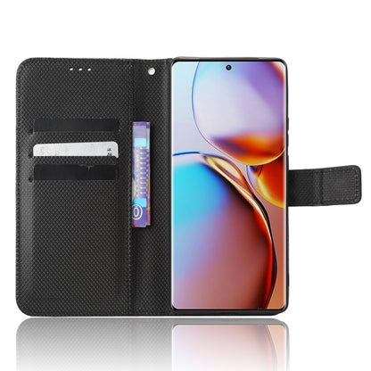 Shockproof Phone Cover for Motorola Moto X40 5G / Edge 40 Pro 5G / Edge+ (2023) Magnetic Clasp Diamond Texture PU Leather Stand Wallet Anti-scratch Phone Case Card Holder