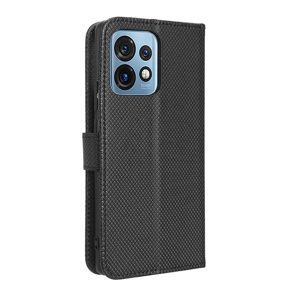 Shockproof Phone Cover for Motorola Moto X40 5G / Edge 40 Pro 5G / Edge+ (2023) Magnetic Clasp Diamond Texture PU Leather Stand Wallet Anti-scratch Phone Case Card Holder