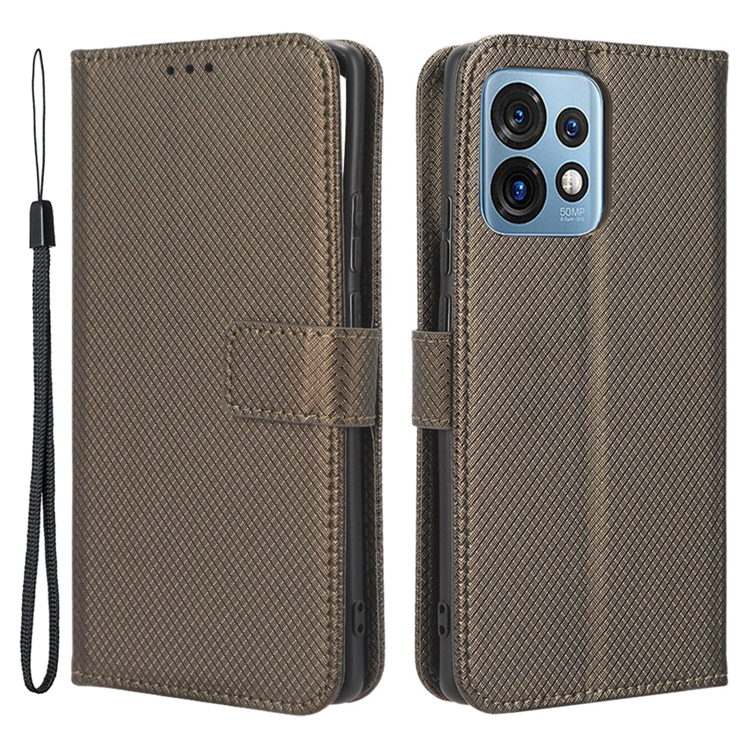 Shockproof Phone Cover for Motorola Moto X40 5G / Edge 40 Pro 5G / Edge+ (2023) Magnetic Clasp Diamond Texture PU Leather Stand Wallet Anti-scratch Phone Case Card Holder