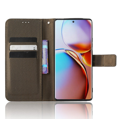 Shockproof Phone Cover for Motorola Moto X40 5G / Edge 40 Pro 5G / Edge+ (2023) Magnetic Clasp Diamond Texture PU Leather Stand Wallet Anti-scratch Phone Case Card Holder