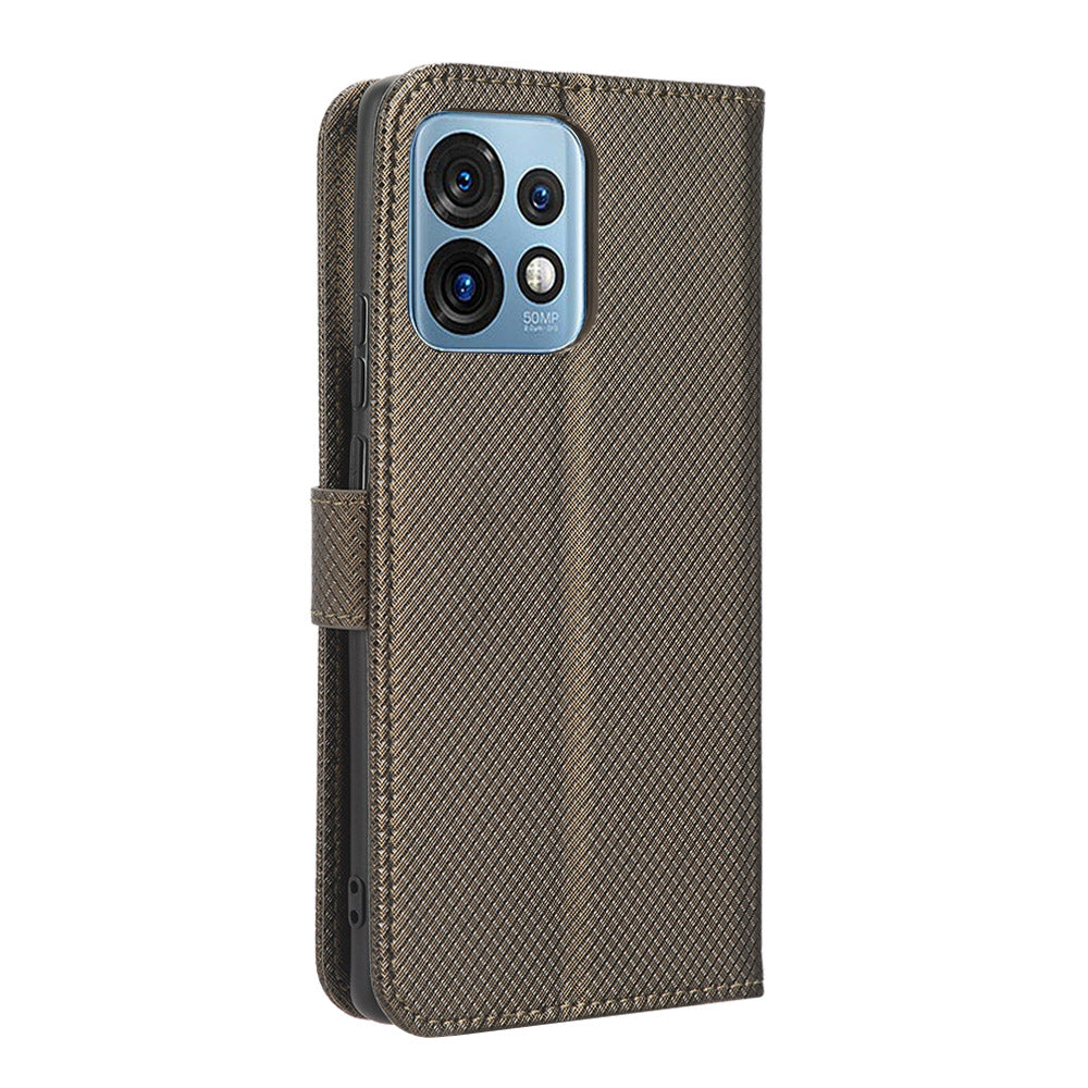 Shockproof Phone Cover for Motorola Moto X40 5G / Edge 40 Pro 5G / Edge+ (2023) Magnetic Clasp Diamond Texture PU Leather Stand Wallet Anti-scratch Phone Case Card Holder