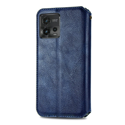 Shockproof PU Leather Phone Cover For Motorola Moto G72 4G, Magnetic Absorption Rhombus Imprinted Wallet Case Stand