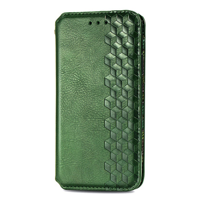 Shockproof PU Leather Phone Cover For Motorola Moto G72 4G, Magnetic Absorption Rhombus Imprinted Wallet Case Stand