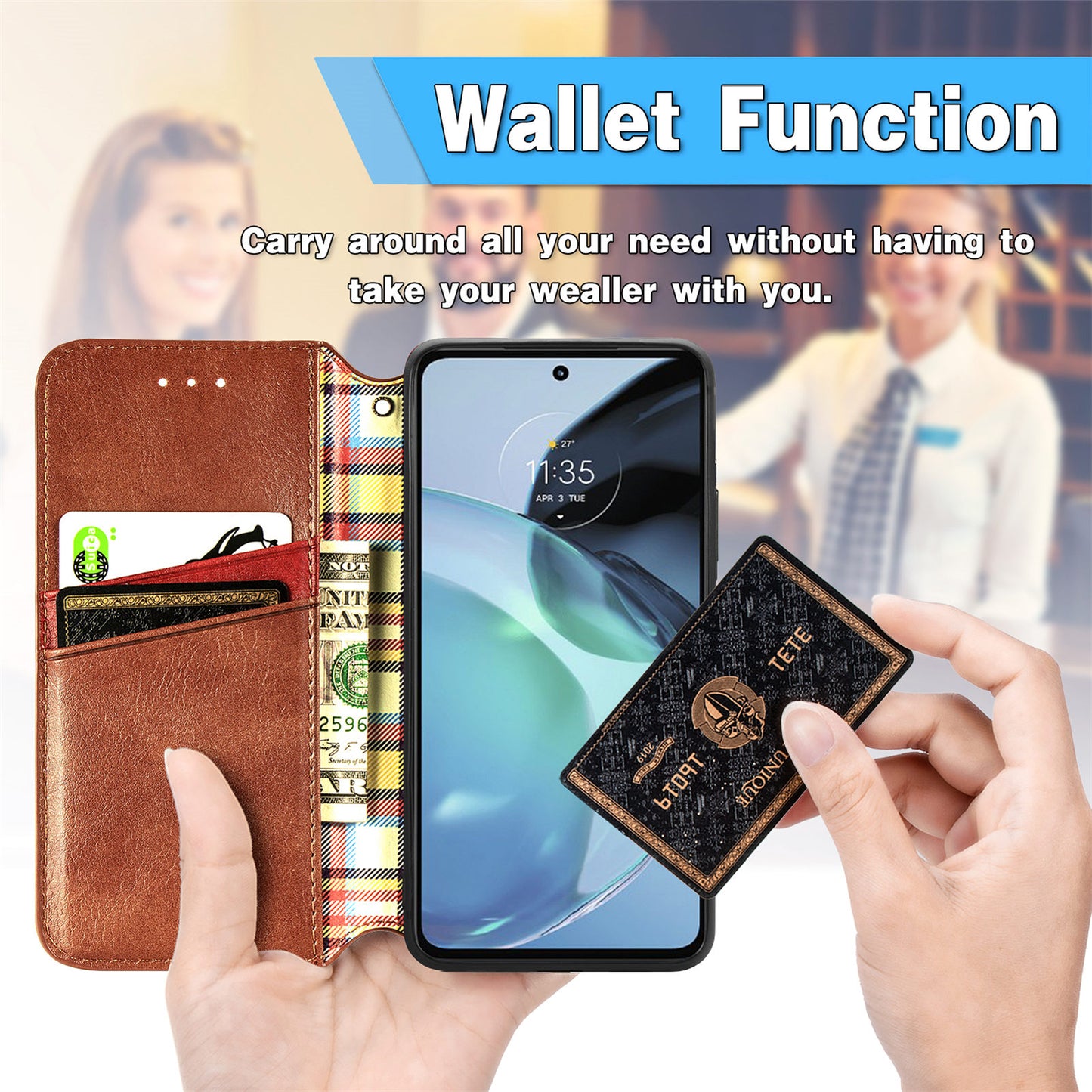 Shockproof PU Leather Phone Cover For Motorola Moto G72 4G, Magnetic Absorption Rhombus Imprinted Wallet Case Stand