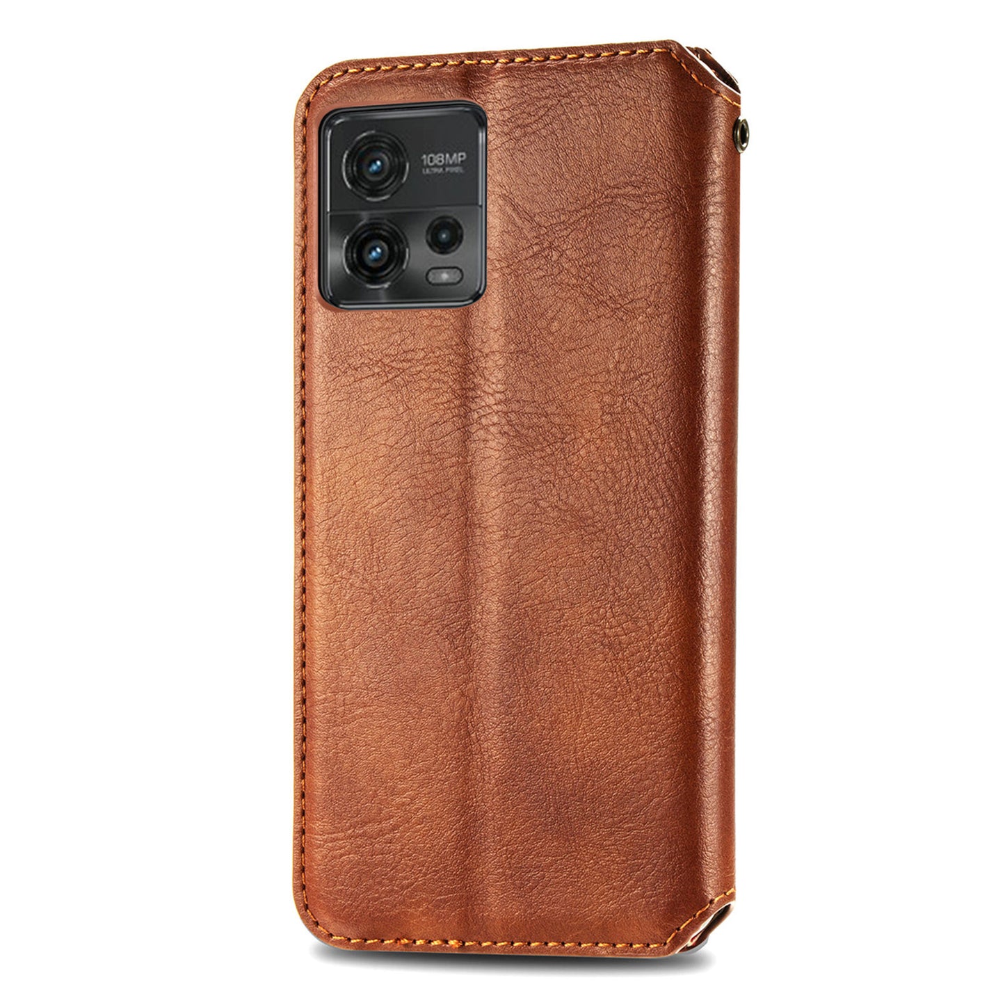 Shockproof PU Leather Phone Cover For Motorola Moto G72 4G, Magnetic Absorption Rhombus Imprinted Wallet Case Stand