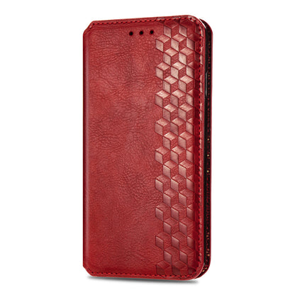 Shockproof PU Leather Phone Cover For Motorola Moto G72 4G, Magnetic Absorption Rhombus Imprinted Wallet Case Stand