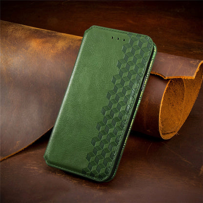 Magnetic Closure Phone Cover For Motorola Moto G32 4G, Rhombus Imprinted PU Leather Phone Flip Wallet Case Stand