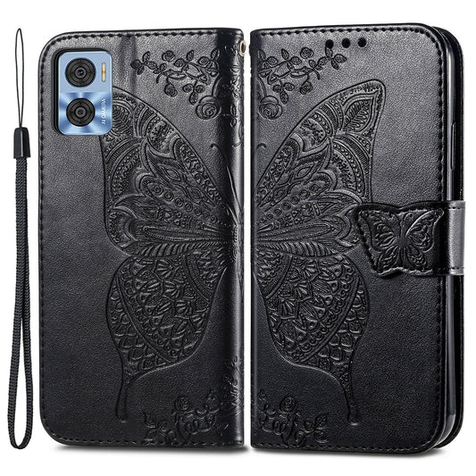 For Motorola Moto E22 4G / Moto E22i 4G Imprinted Butterfly Pattern PU Leather Phone Case Stand Book Design Wallet Flip Magnetic Cover