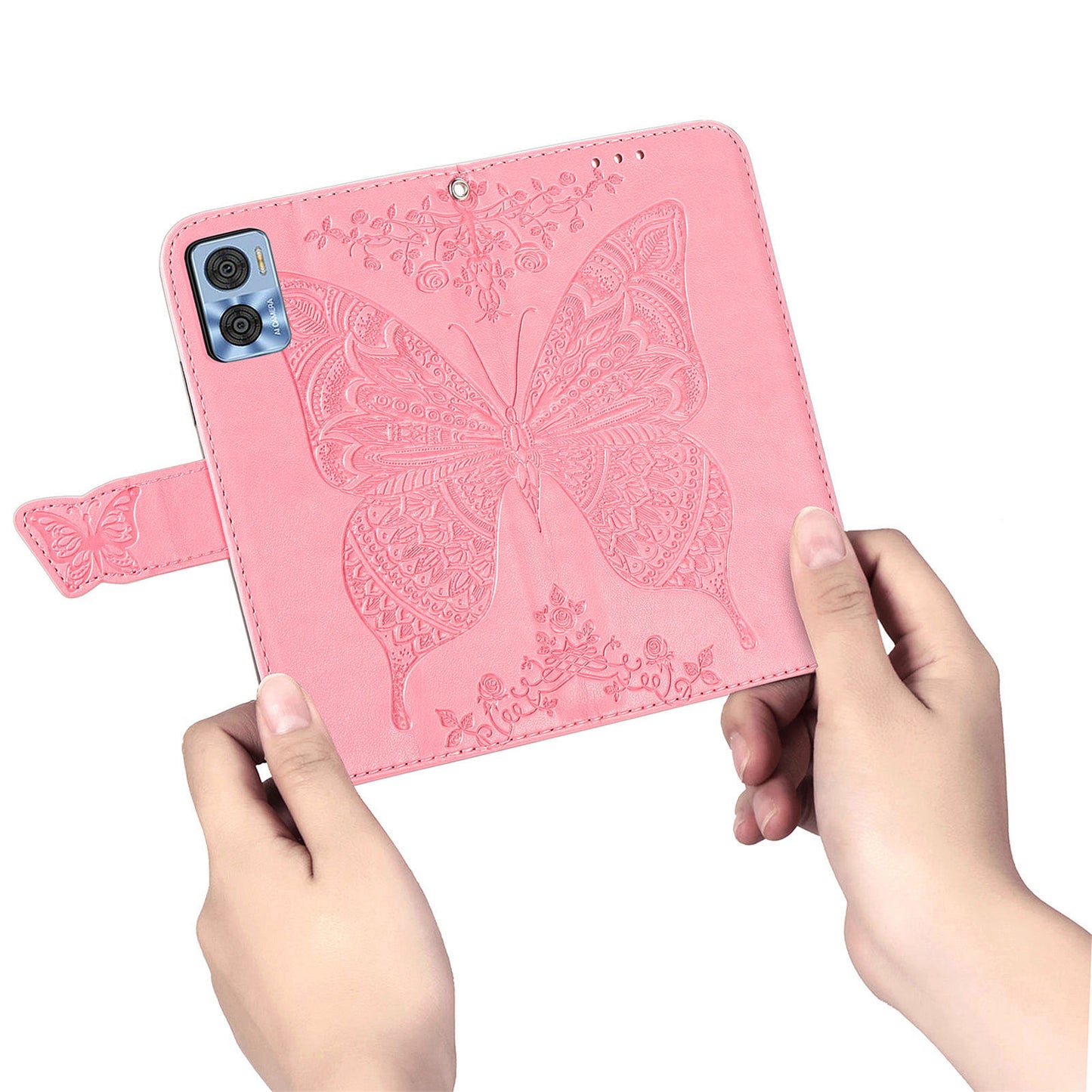 For Motorola Moto E22 4G / Moto E22i 4G Imprinted Butterfly Pattern PU Leather Phone Case Stand Book Design Wallet Flip Magnetic Cover