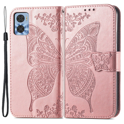 For Motorola Moto E22 4G / Moto E22i 4G Imprinted Butterfly Pattern PU Leather Phone Case Stand Book Design Wallet Flip Magnetic Cover