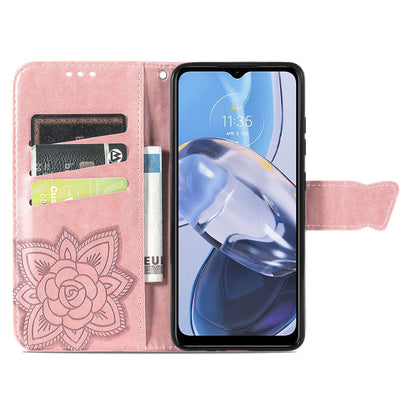 For Motorola Moto E22 4G / Moto E22i 4G Imprinted Butterfly Pattern PU Leather Phone Case Stand Book Design Wallet Flip Magnetic Cover