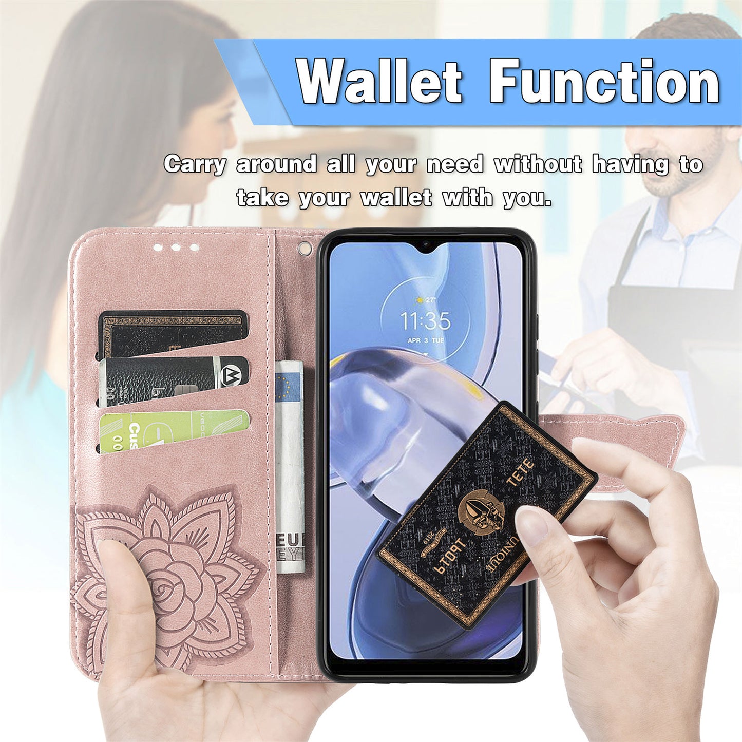 For Motorola Moto E22 4G / Moto E22i 4G Imprinted Butterfly Pattern PU Leather Phone Case Stand Book Design Wallet Flip Magnetic Cover