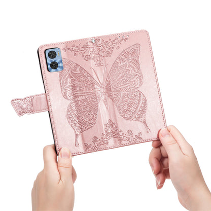 For Motorola Moto E22 4G / Moto E22i 4G Imprinted Butterfly Pattern PU Leather Phone Case Stand Book Design Wallet Flip Magnetic Cover