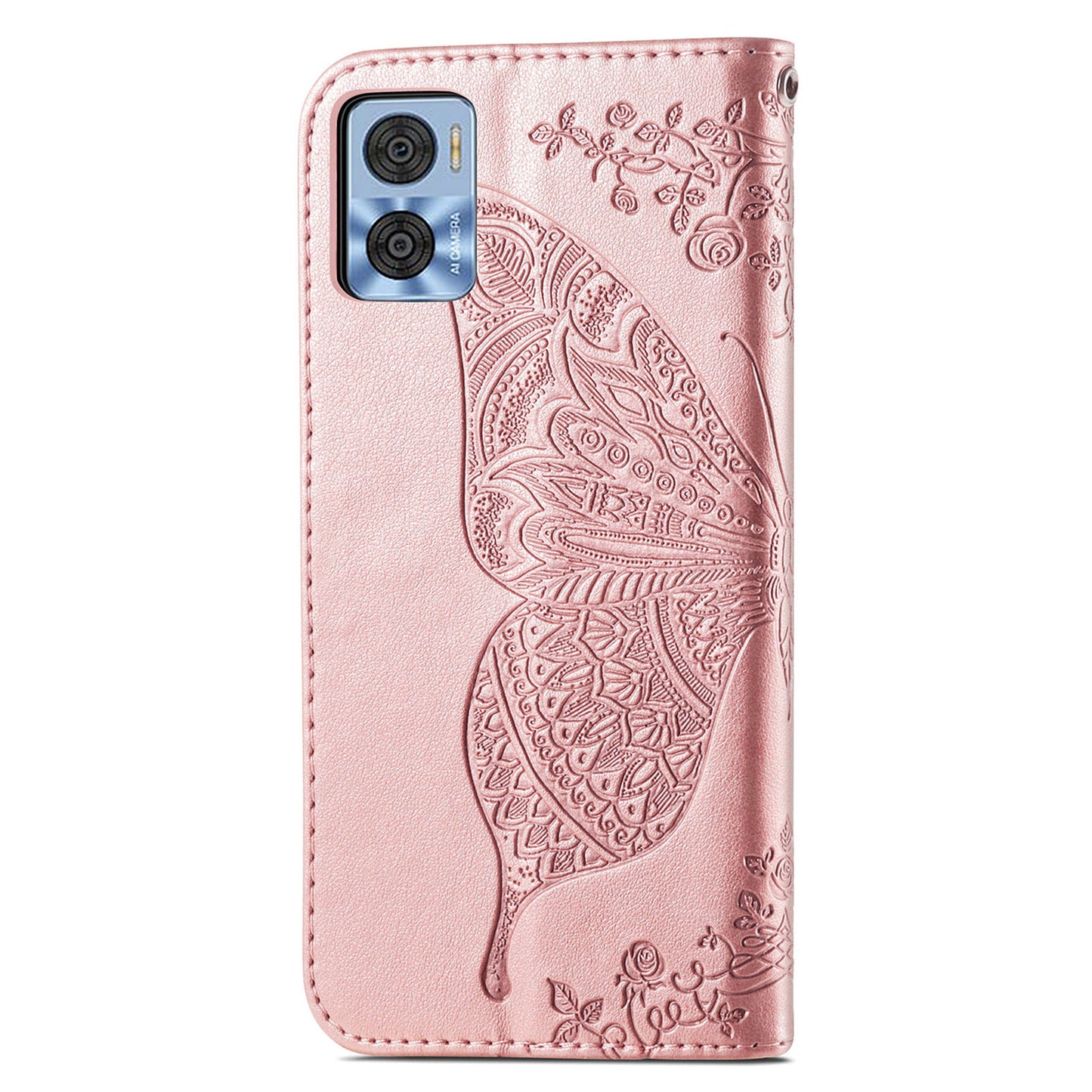 For Motorola Moto E22 4G / Moto E22i 4G Imprinted Butterfly Pattern PU Leather Phone Case Stand Book Design Wallet Flip Magnetic Cover