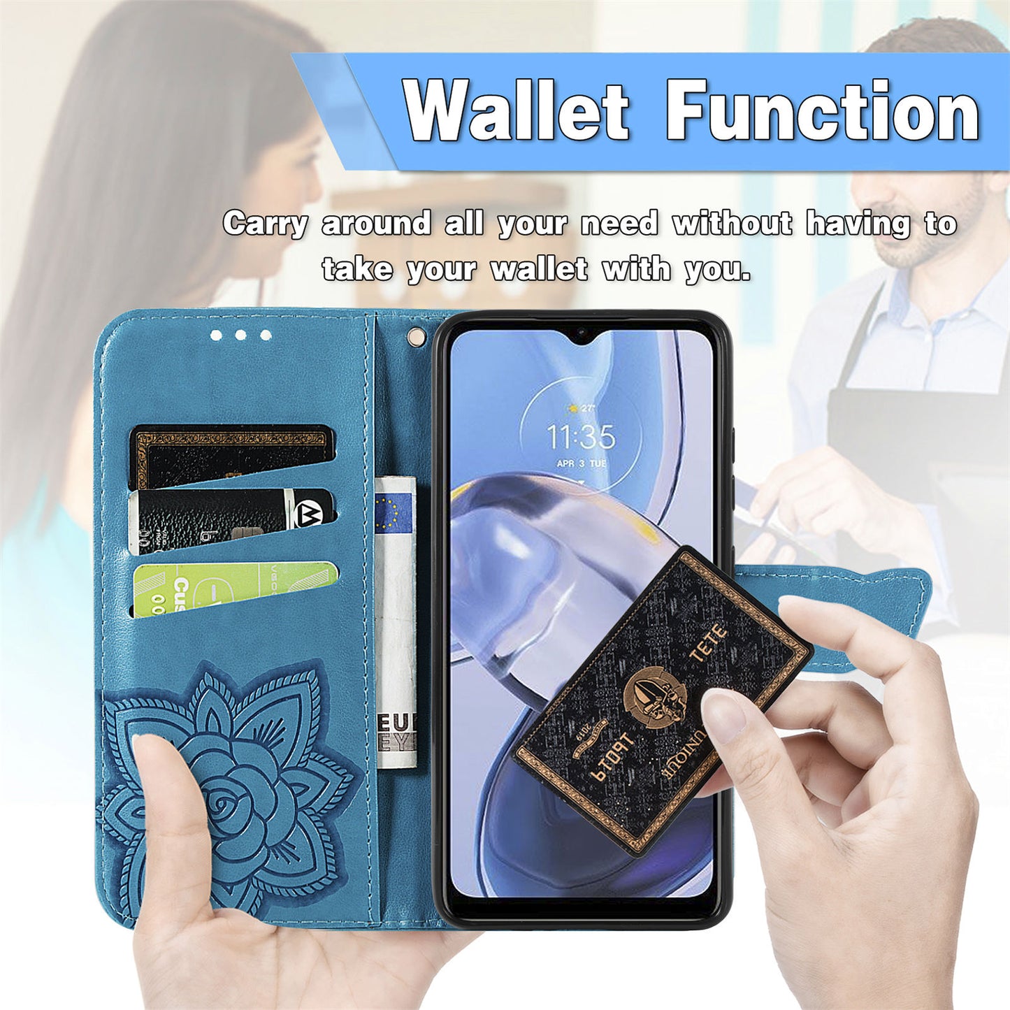 For Motorola Moto E22 4G / Moto E22i 4G Imprinted Butterfly Pattern PU Leather Phone Case Stand Book Design Wallet Flip Magnetic Cover