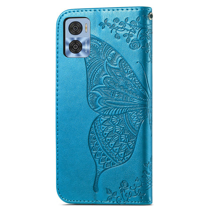 For Motorola Moto E22 4G / Moto E22i 4G Imprinted Butterfly Pattern PU Leather Phone Case Stand Book Design Wallet Flip Magnetic Cover