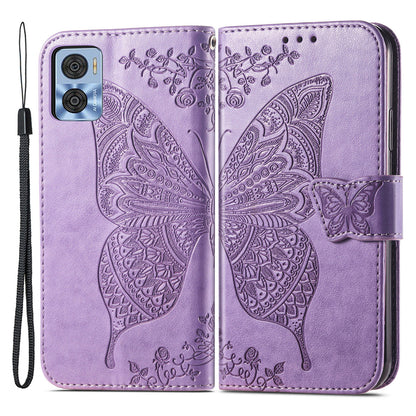 For Motorola Moto E22 4G / Moto E22i 4G Imprinted Butterfly Pattern PU Leather Phone Case Stand Book Design Wallet Flip Magnetic Cover