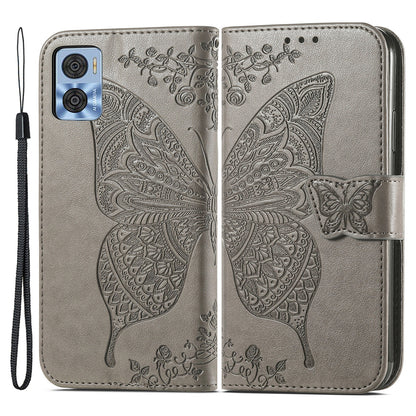 For Motorola Moto E22 4G / Moto E22i 4G Imprinted Butterfly Pattern PU Leather Phone Case Stand Book Design Wallet Flip Magnetic Cover