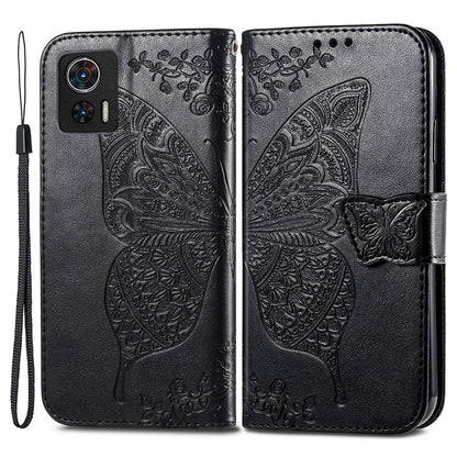 For Motorola Edge 30 Neo 5G / Edge 30 Lite 5G Stand Flip Wallet Magnetic Phone Cover Imprinted Butterfly Pattern PU Leather Phone Case