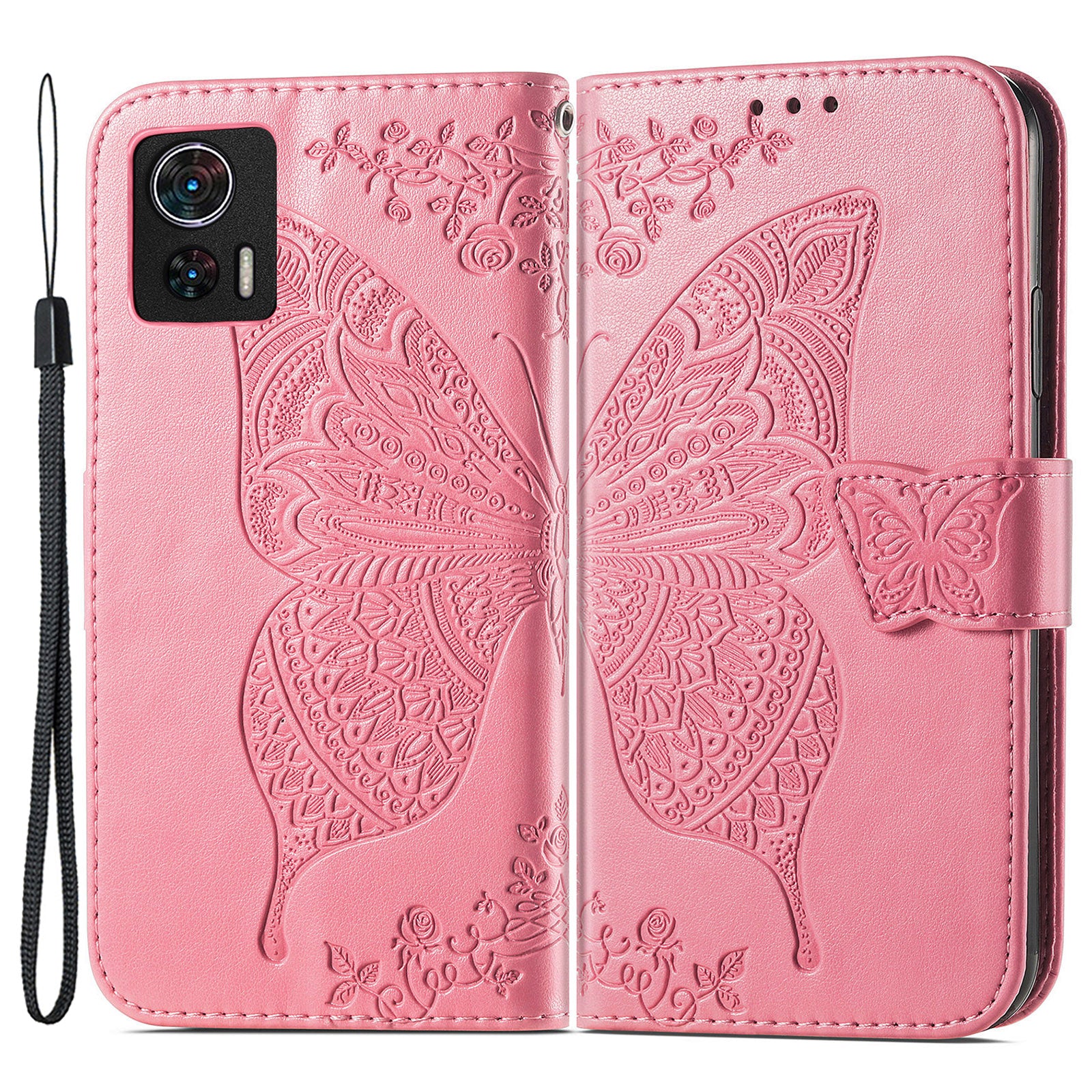 For Motorola Edge 30 Neo 5G / Edge 30 Lite 5G Stand Flip Wallet Magnetic Phone Cover Imprinted Butterfly Pattern PU Leather Phone Case