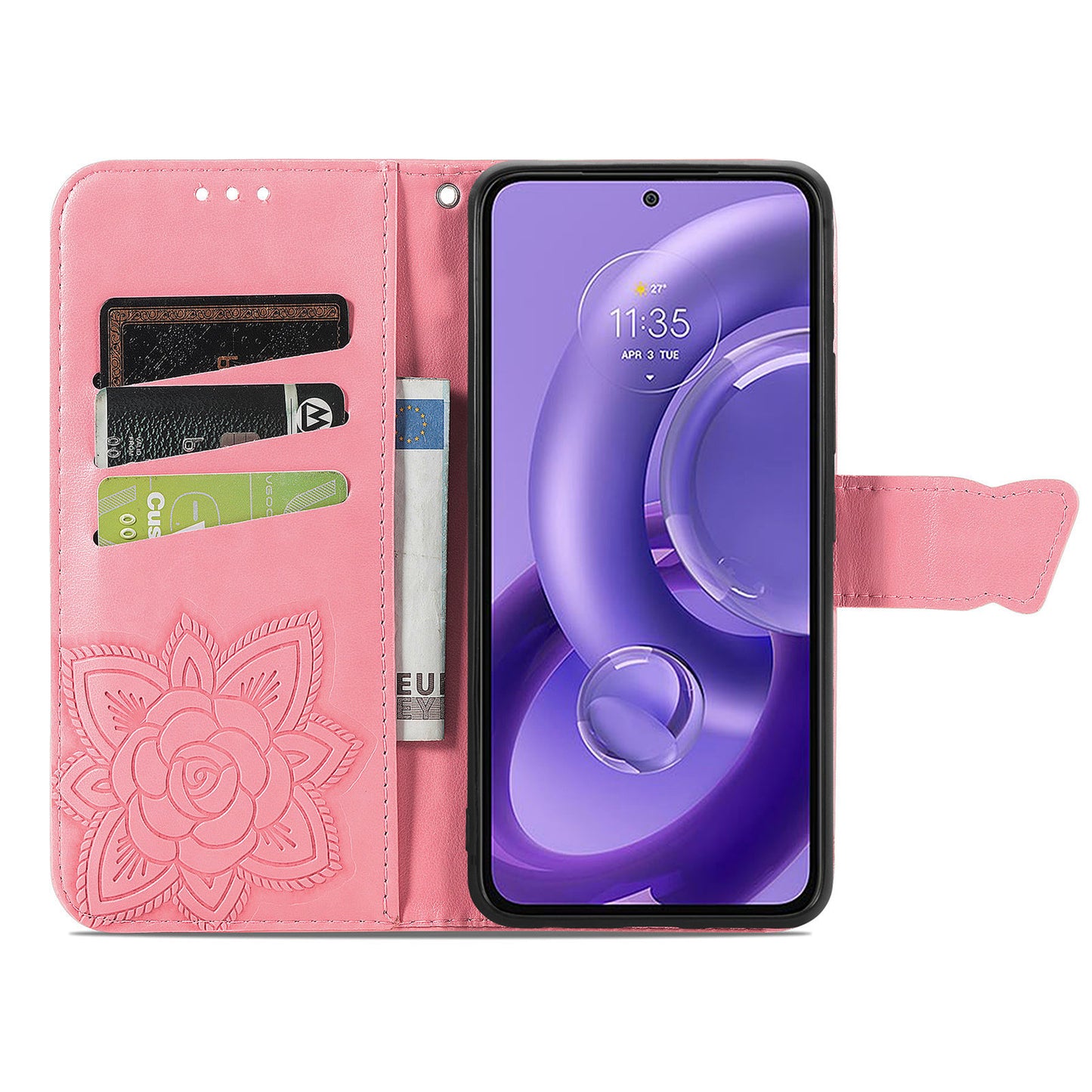 For Motorola Edge 30 Neo 5G / Edge 30 Lite 5G Stand Flip Wallet Magnetic Phone Cover Imprinted Butterfly Pattern PU Leather Phone Case