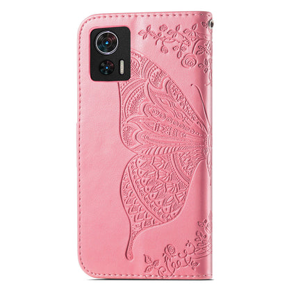 For Motorola Edge 30 Neo 5G / Edge 30 Lite 5G Stand Flip Wallet Magnetic Phone Cover Imprinted Butterfly Pattern PU Leather Phone Case