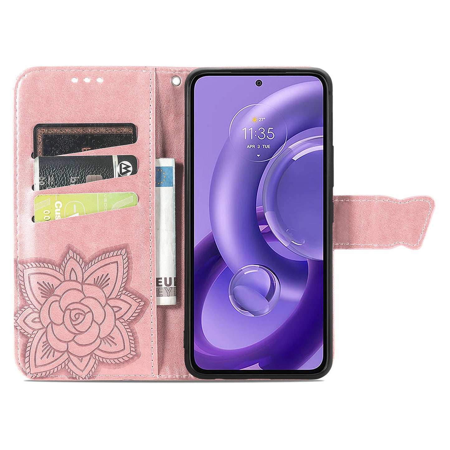 For Motorola Edge 30 Neo 5G / Edge 30 Lite 5G Stand Flip Wallet Magnetic Phone Cover Imprinted Butterfly Pattern PU Leather Phone Case