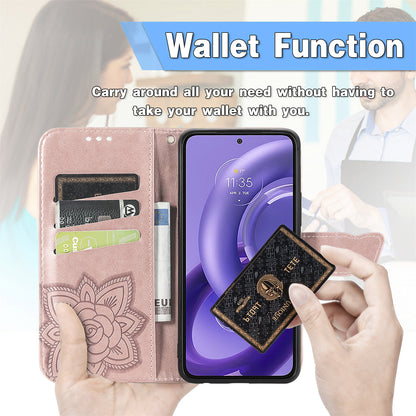 For Motorola Edge 30 Neo 5G / Edge 30 Lite 5G Stand Flip Wallet Magnetic Phone Cover Imprinted Butterfly Pattern PU Leather Phone Case