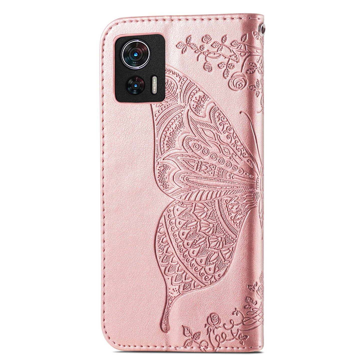 For Motorola Edge 30 Neo 5G / Edge 30 Lite 5G Stand Flip Wallet Magnetic Phone Cover Imprinted Butterfly Pattern PU Leather Phone Case