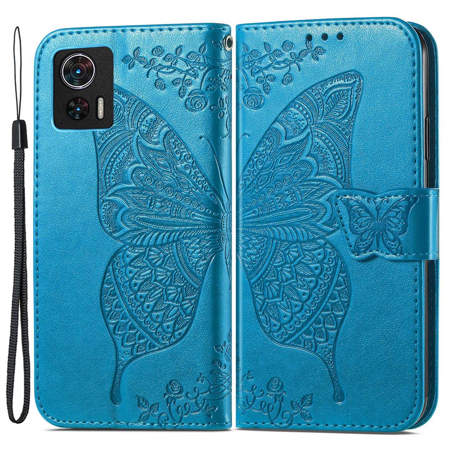 For Motorola Edge 30 Neo 5G / Edge 30 Lite 5G Stand Flip Wallet Magnetic Phone Cover Imprinted Butterfly Pattern PU Leather Phone Case