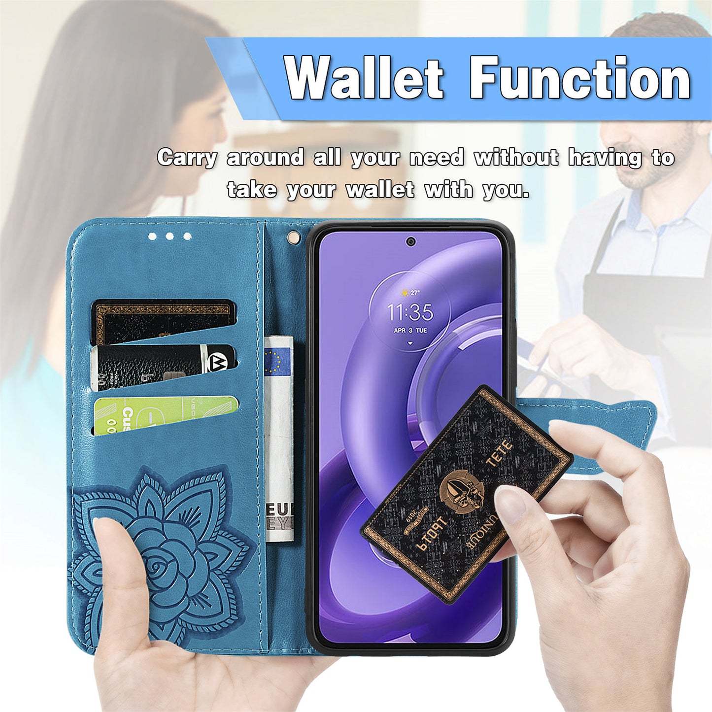 For Motorola Edge 30 Neo 5G / Edge 30 Lite 5G Stand Flip Wallet Magnetic Phone Cover Imprinted Butterfly Pattern PU Leather Phone Case