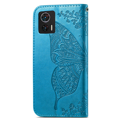 For Motorola Edge 30 Neo 5G / Edge 30 Lite 5G Stand Flip Wallet Magnetic Phone Cover Imprinted Butterfly Pattern PU Leather Phone Case