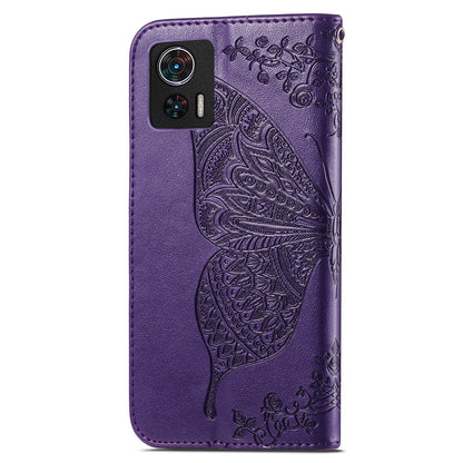 For Motorola Edge 30 Neo 5G / Edge 30 Lite 5G Stand Flip Wallet Magnetic Phone Cover Imprinted Butterfly Pattern PU Leather Phone Case