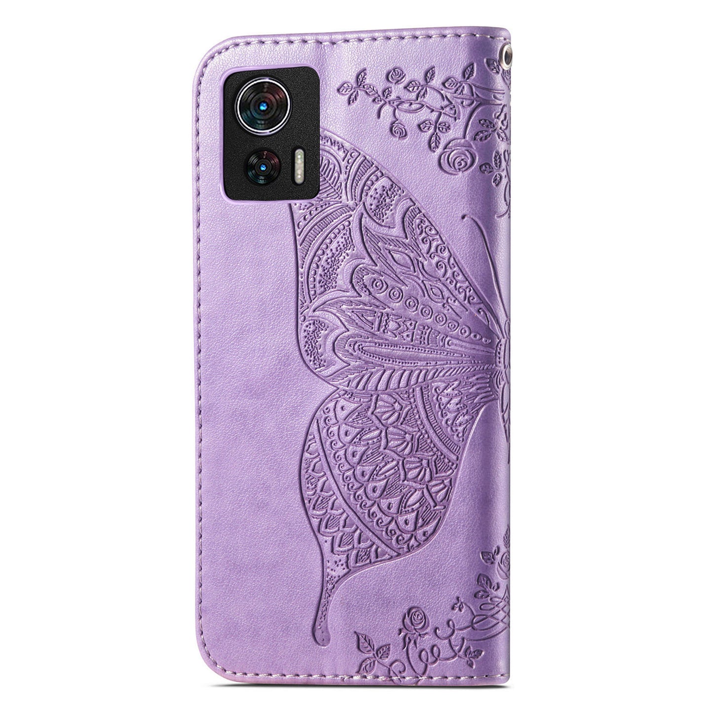 For Motorola Edge 30 Neo 5G / Edge 30 Lite 5G Stand Flip Wallet Magnetic Phone Cover Imprinted Butterfly Pattern PU Leather Phone Case