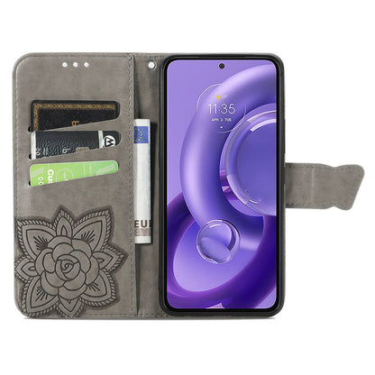 For Motorola Edge 30 Neo 5G / Edge 30 Lite 5G Stand Flip Wallet Magnetic Phone Cover Imprinted Butterfly Pattern PU Leather Phone Case