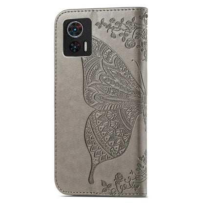 For Motorola Edge 30 Neo 5G / Edge 30 Lite 5G Stand Flip Wallet Magnetic Phone Cover Imprinted Butterfly Pattern PU Leather Phone Case