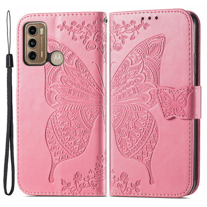 For Motorola Moto G60 Imprinted Butterfly Pattern PU Leather Phone Case Stand Book Design Wallet Flip Magnetic Cover